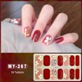 thumbnail image 3 of 16 puntas de pegatinas para uñas sin hornear, flores brillantes de larga duración en verano, tiras para uñas, parche deslizante, calcomanía de cubierta completa, 3 of 7
