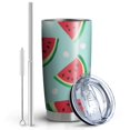 thumbnail image 2 of 20 Oz Summer Watermelon Coffee Tumbler Double Wall Insulated Stainless Steel Water Bottle | Metal Reusable Thermoses Flask with Cup Cap | Leak & Sweat Proof with Anti-Dust Lid, 2 of 7