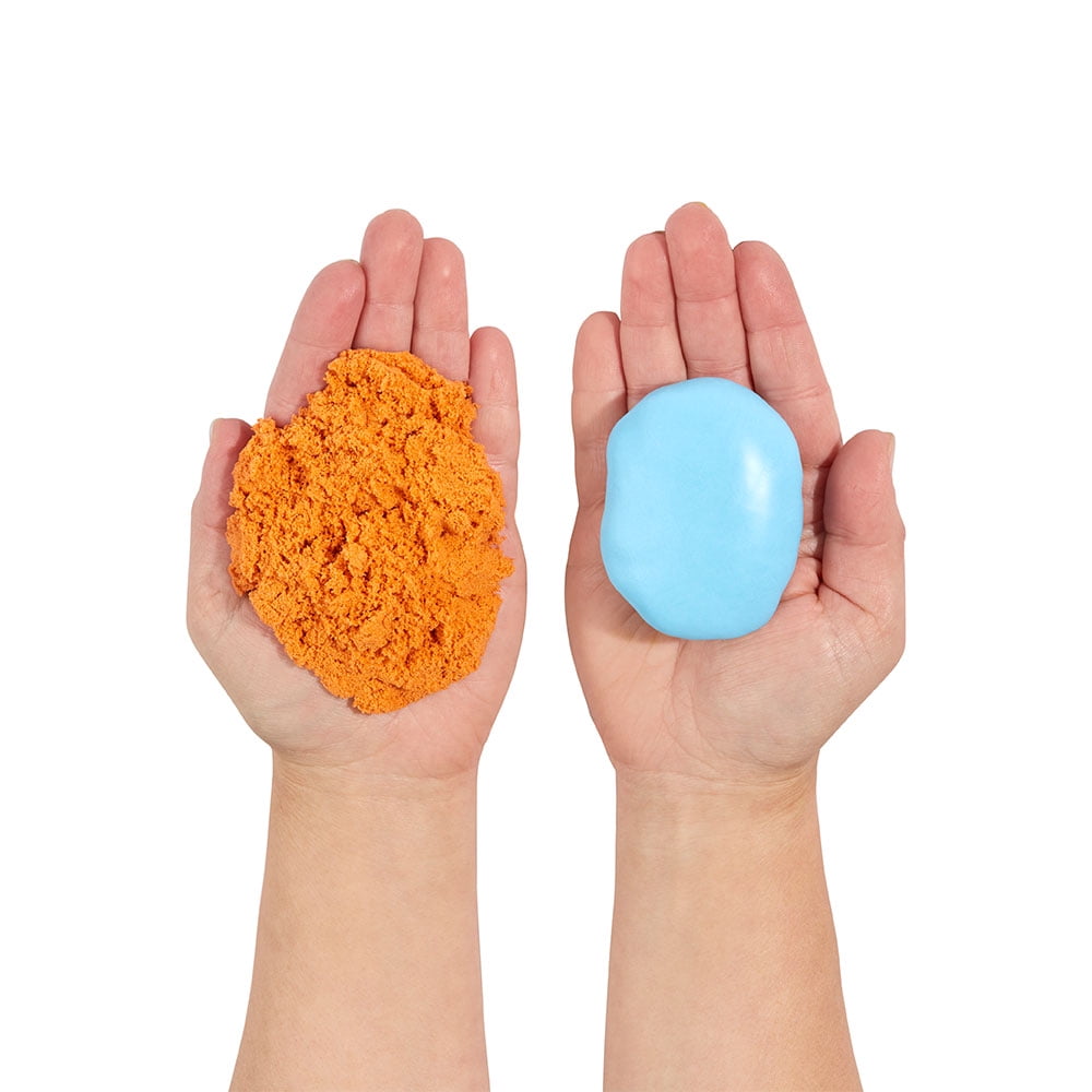 Wonder Factory Never Dry Dough & Sand Starter Set- Light Blue Dough + Orange Sand - Never Dries Out and Gluten Free