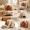 thumbnail image 5 of Fall Embroidered Baseball Cap,Vintage Pumpkin Floral Adjustable Trucker Hat,Casual Holiday Accessory for Women Men, 5 of 7