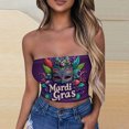thumbnail image 1 of TIMIFIS Mardi Gras Femmes Hauts Courts Sans Bretelles Grande Taille Mode Carnaval Imprimé Sans Manches Tops de Fête, 1 of 4
