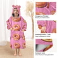 thumbnail image 3 of FORMRS Wearable Blanket Hoodie with Sleeves for Kids Cozy Flannel Sweatshirt, Pink Doughnuts, 3 of 7