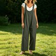 thumbnail image 7 of Women Solid Adjustable Strap Overalls Jumpsuit, Wide Leg Loose Casual Bib Pants with Side Pockets Army Green XL(XL), 7 of 7