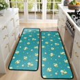 thumbnail image 4 of Kitchen Rugs Sets Of 2,Teal Daisy Flower Yellow Blooms Pattern Anti Fatigue Kitchen Mat Rugs Non Slip Washable,Decorative Kitchen Floor Mats for Kitchen,Sink,Laundry,17"x47"+17"x47", 4 of 5