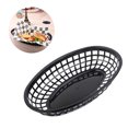 thumbnail image 4 of Cesta De Pan De Plástico Cesta De Comida Rápida De Forma Ovalada Bandeja De Escurridor De Cocina Para Servir Deli Servir Frutas Verduras Pollo Hamburguesas Sándwiches Patatas Fritas Negro 24 Uds Guardurnaity HA013221-00, 4 of 6