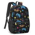 thumbnail image 2 of Game Controller Black Pattern 17" School Backpacks for Teens,Waterproof Oxford Fabric,S-Shape Padded Straps for School,Travel,Hiking,Camping, 2 of 6
