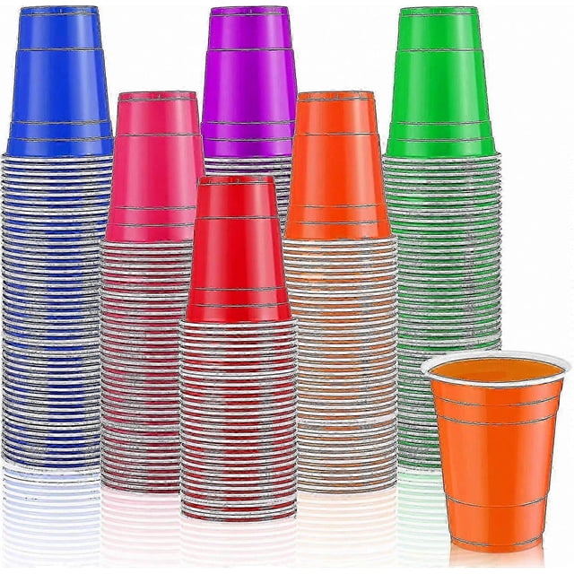 Assorted 16 Oz Plastic Cups for Parties and Weddings, Heavy-Duty Disposable Drinkware with 6 Vibrant Colors
