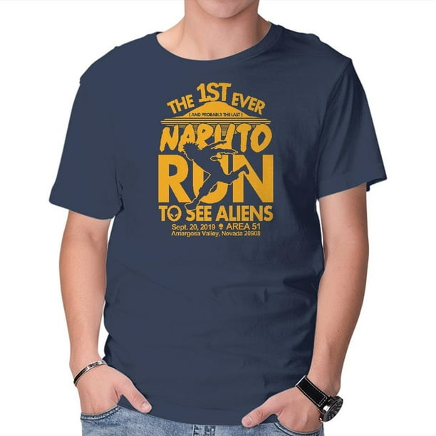 TeeFury Men's Graphic T-shirt Naruto Run for Aliens - Funny | Video Game | Navy | XL TeeFury Men's Graphic T-shirt Naruto Run for Aliens - Funny | Video Game | Navy | XL