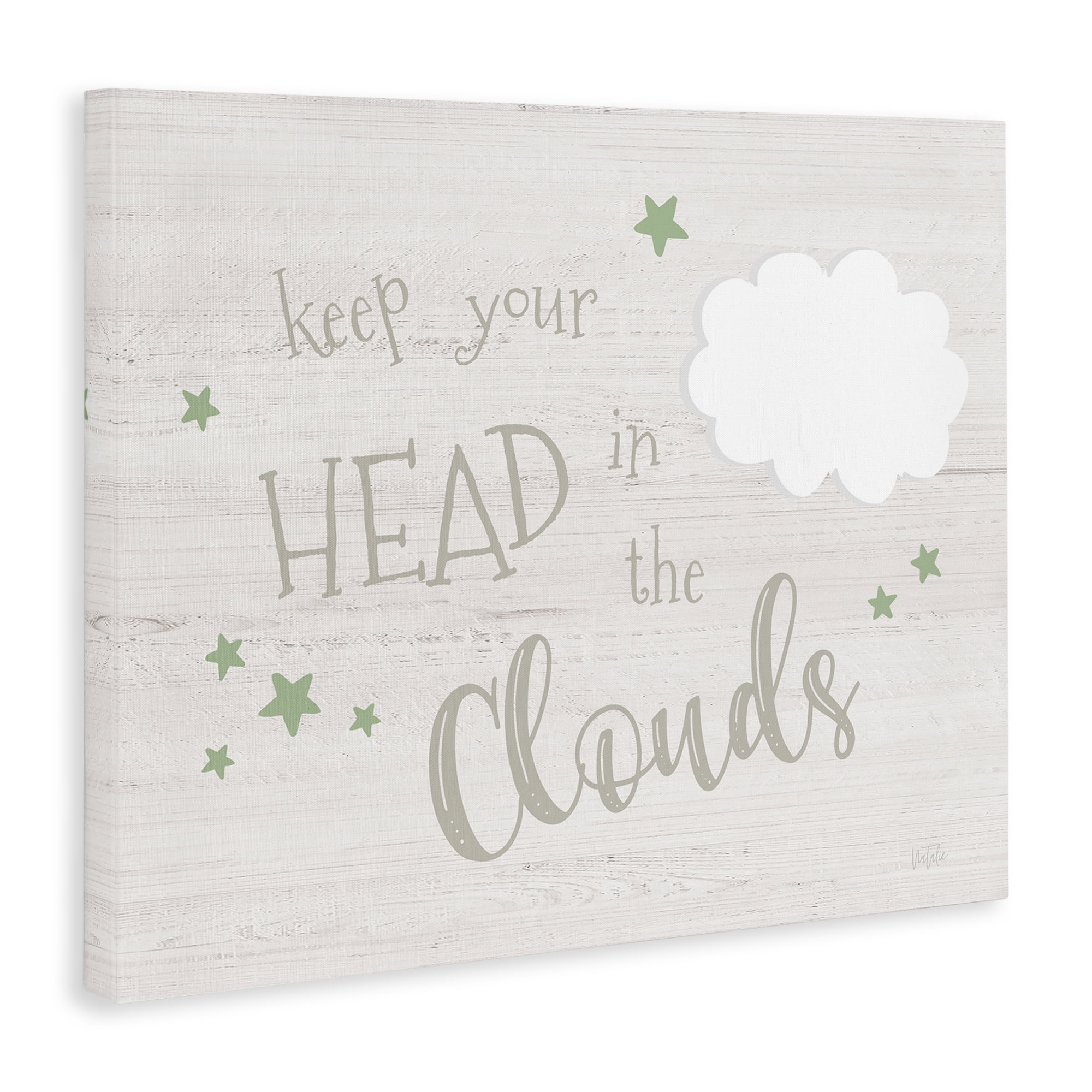 Stupell Industries Head in Clouds Phrase Landscape & Nature Painting Wrapped Canvas Art Print Wall Art, 20 x 16