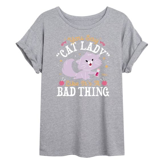 Disney Classics - Cats & Dogs - Cat Lady Like Its A Bad Thing  - Juniors Ideal Flowy Muscle T-Shirt