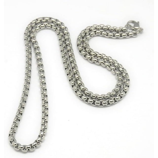 Collar de cadena de acero inoxidable 201 para hombre, moderno, de 4 mm, con cierre de mosquetón. Ideal para hombre y mujer. Color acero inoxidable. 60 cm (23,62 pulgadas).