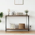 thumbnail image 4 of Yartaka 41.3 Inch Console Table with 2 Outlet and 2 USB Ports, Entryway Table with Metal Frame and X-Shaped Design, Narrow Sofa Table for Living Room and Hallway, Brown, 4 of 9