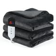 thumbnail image 2 of Dhole Electric Heated Blanket Throw - 50"x60" with 6 Heating Levels 4 Hours Auto Off Fast Heating Over-Heated Protection Ultra Soft Warm Flannel ETL Certified(Dark Gray), 2 of 8