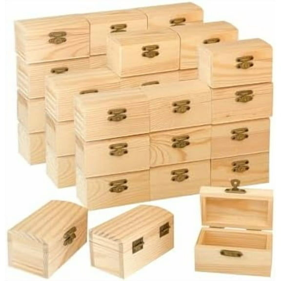 36 Pack Small Wooden box Unfinished Wood Treasure Boxes with Lid for DIY Crafts (3.5 x 2.1 x 1.9 In)$$Art & Craft