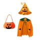 thumbnail image 2 of Conjunto de capa, sombrero y bolso de calabaza de Halloween, capa suave para juegos de rol de carnavales de clubes, 2 of 8