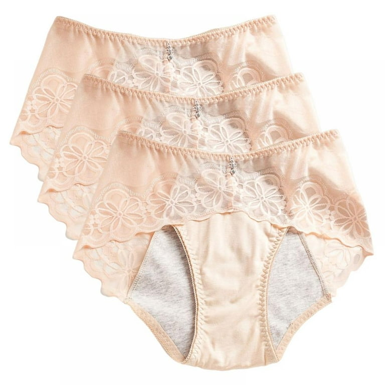 Valcatch 3 Pack Women's Menstrual Period Underwear Thin Lace Breathable Mid  Waist Leak Proof Panties