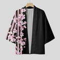 thumbnail image 5 of eileial Men's Kimono Cardigan Jackets Casual Long Sleeve Open Front Coat Lightweight Yukata Outwear,Pink XXXL, 5 of 6