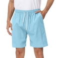 thumbnail image 1 of Youmylove Leisure Mens Shorts Mens Summer Shorts Elastic Waist Drawstring Beach Shorts Solid Color Loose Shorts With Pockets Classic Relaxed Fit Short, 1 of 5