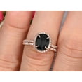 thumbnail image 6 of Bridal Set 8X6mm Oval Cut Gemstone 2.50 Carat Black Diamond Moissanite Engagement Ring Wedding Ring On 10K Rose Gold Anniversary Gift Glaring Staggering Ring, 6 of 6