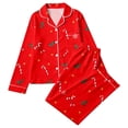 thumbnail image 4 of ZHOGXU Christmas Womens 2 Piece Pajama Sets Printed Long Sleeve Button Down Top Pant Pjs Sets Cozy Nightwear Homewear,Red,L, 4 of 5