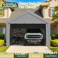 thumbnail image 5 of Mellcom 12' x 24' Carport, Heavy Duty Portable Garage with Roll-Up Windows, Side Doors and Removable Sidewalls, All-Season Car Port for Car,SUV,Truck,Gray, 5 of 8