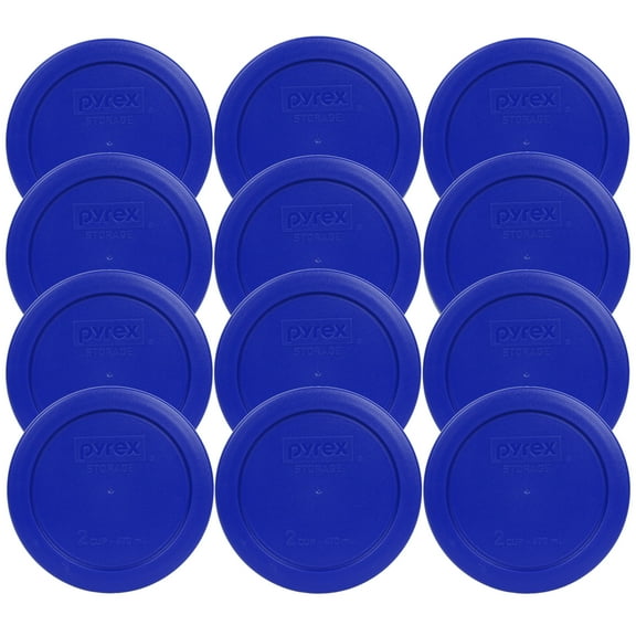 Pyrex 7200-PC Cadet Blue Round Plastic Food Storage Replacement Lid Cover (12-Pack)