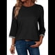 thumbnail image 1 of Camisas de Mujer, Camisetas de Moda con Mangas 3/4, Lindas Blusas Casuales de Cuello Redondo, Blusas Básicas Negro L, 1 of 6