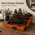 thumbnail image 7 of Wooden Cologne Organizer for Men 3 Tier Perfume Organizer Shelf with Drawer Cologne Display and Storage Risers Great Gift for Man Walnut Black, 7 of 7