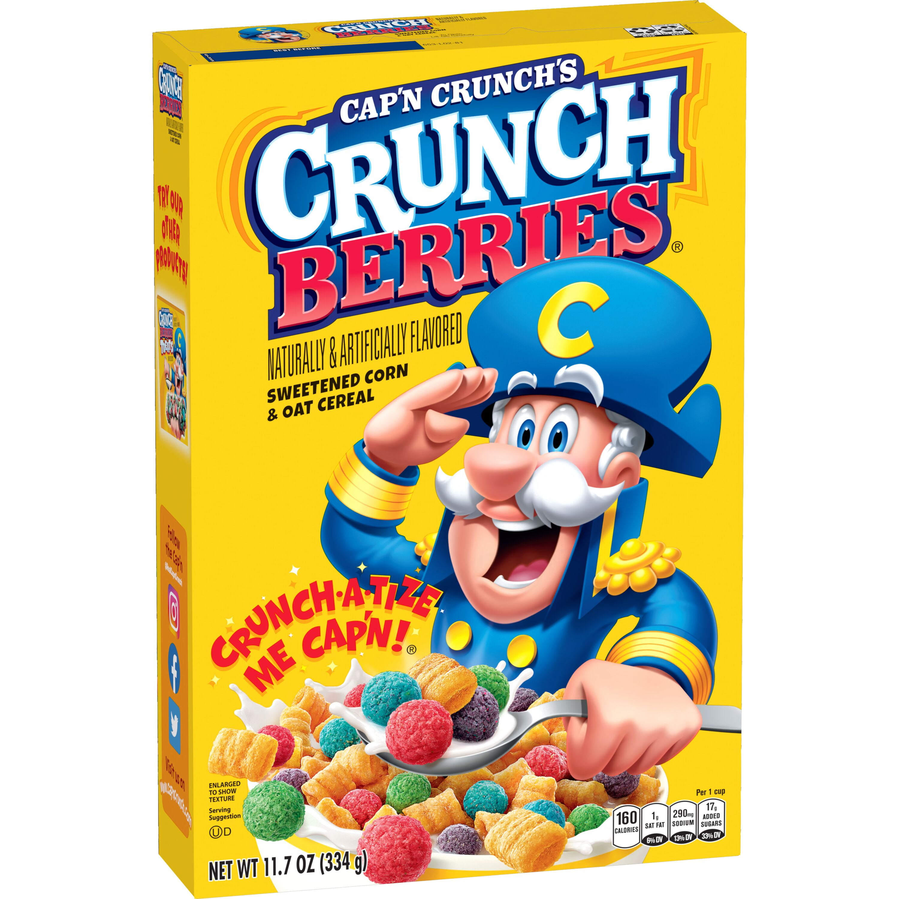 (14 pack) Cap'n Crunch, Crunch Berries, Kid's Cereal, 11.7 oz Packaged Breakfast Cereal Box