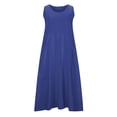 thumbnail image 7 of cocolona Womens Summer Linen Dress Sleeveless Casual Tank Long Dress Beach Solid Color Loose Sundress with Pockets, 7 of 7