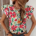 thumbnail image 4 of Eres Más Que una Camisa de Puntuación de Prueba Camisa de Manga Corta de Doble Capa de Impresión Floral de Moda de Verano, 4 of 7