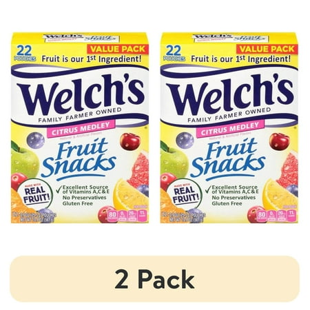 (2 pack) Welch's Citrus Medley Fruit Snacks, Value Pack, 0.9 oz, 22 count