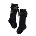 thumbnail image 2 of Children Socks Girls Knee High Socks Bow Stockings Toddler Breathable Long Tube Knit Cute Socks Football Socks Black M, 2 of 3