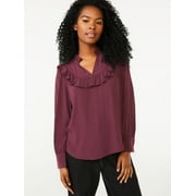 Scoop Women's Ruffled V-Neck Blouse
