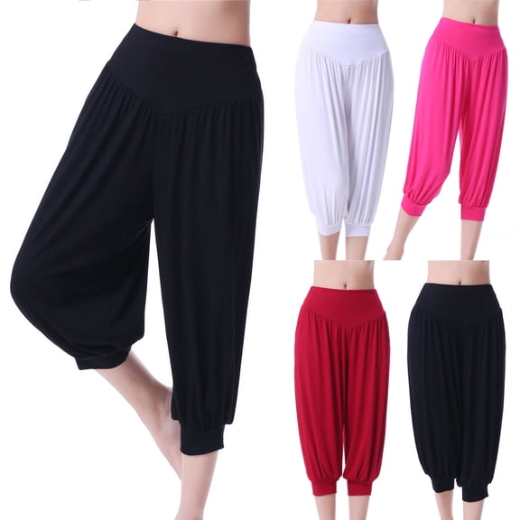 Sakmal Cropped Women's Capri Pants Wide Leg Pants Solid Spring with Pockets Capris for Women L