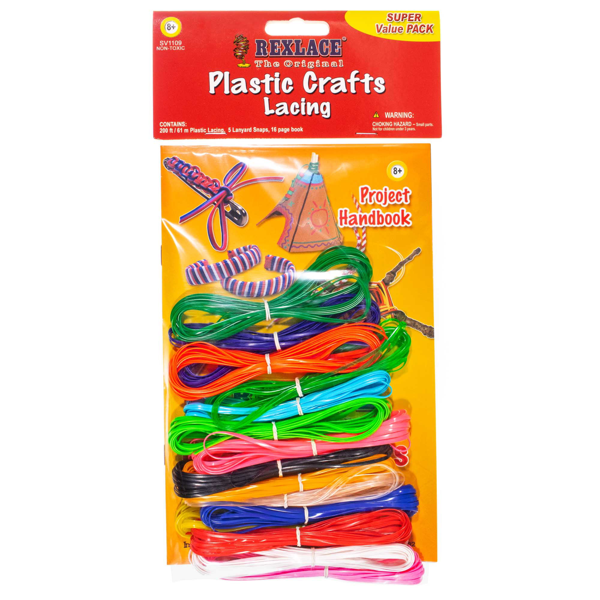 Craft County Rexlace Plastic Lacing Super Value Packs with Plastic Crafting  Lace, Lanyard Hooks, and Instruction Booklet 