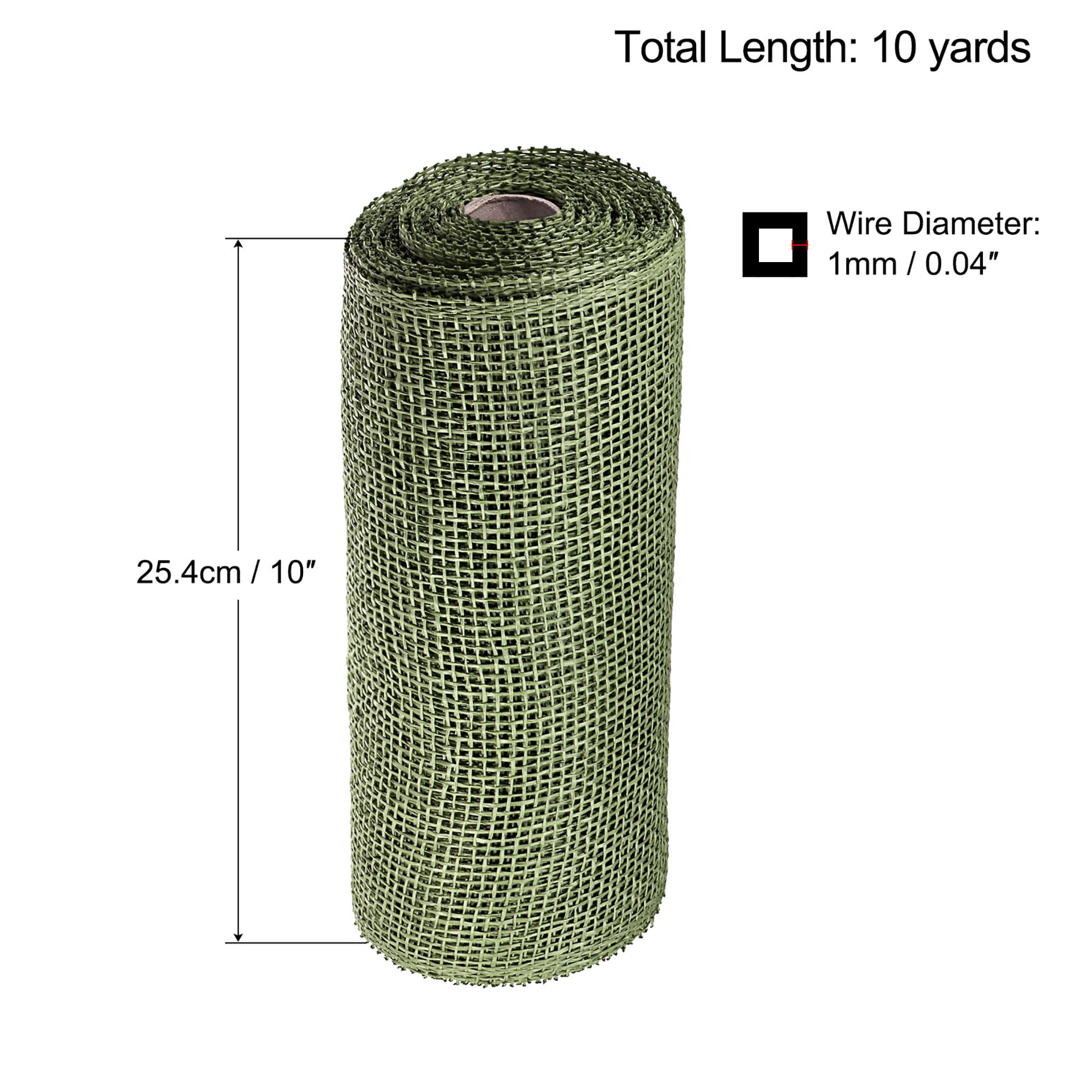 Uxcell PP Burlap Mesh 10" x 10 Yards Decorative Wrapping Ribbon, Dark Green 1 Roll