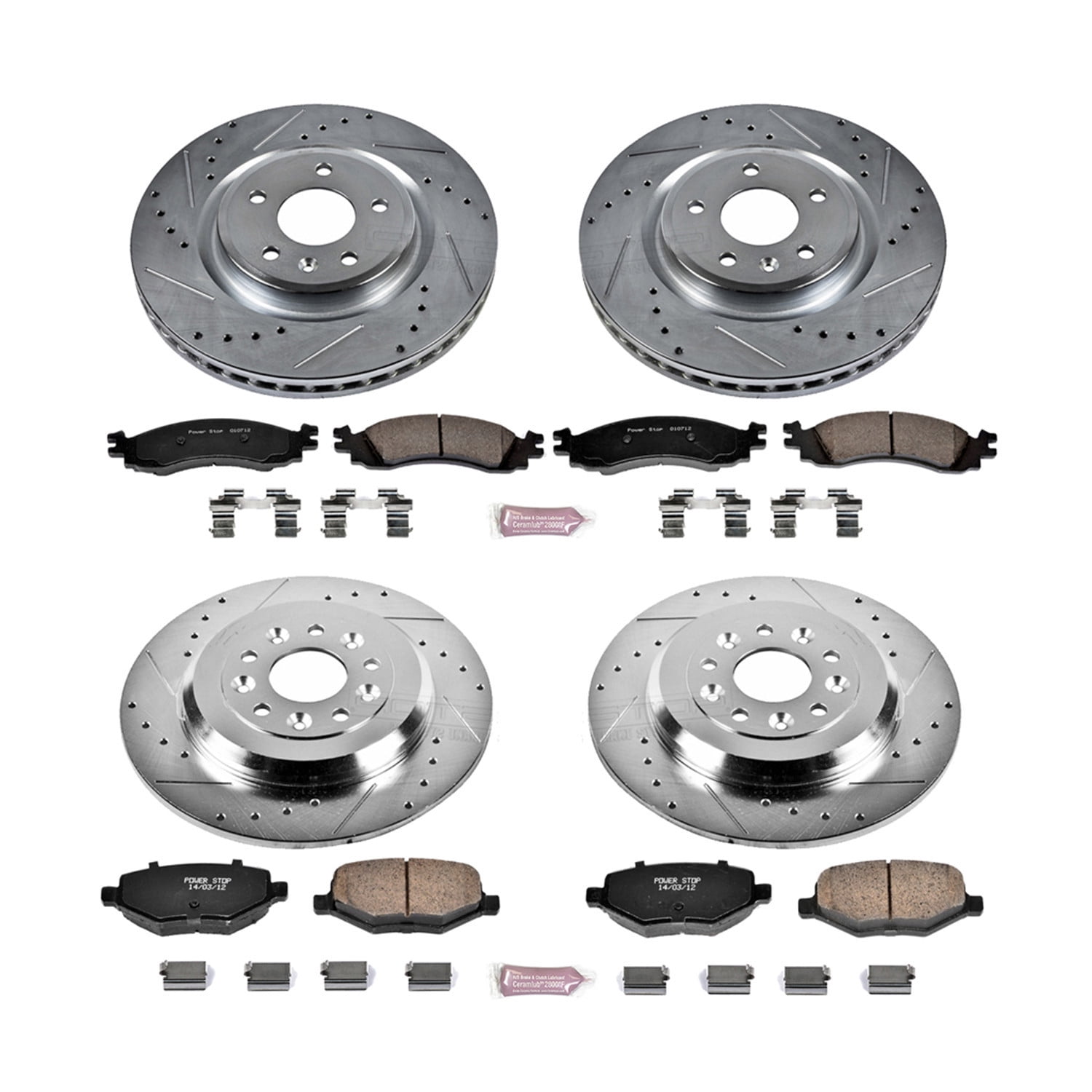 PowerStop Front and Rear Z23 Evolution Sport Carbon-Fiber Ceramic Brake Pad and Drilled & Slotted Rotor Kit Fits: FORD Select Models K5508