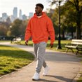 thumbnail image 6 of Men's Basic Baggy Hoodie, Long Sleeve Drawstring Hooded Sweatshirt, Fall Solid Color Casual Loose Fit Pullover with Pocket Saffron M, 6 of 6