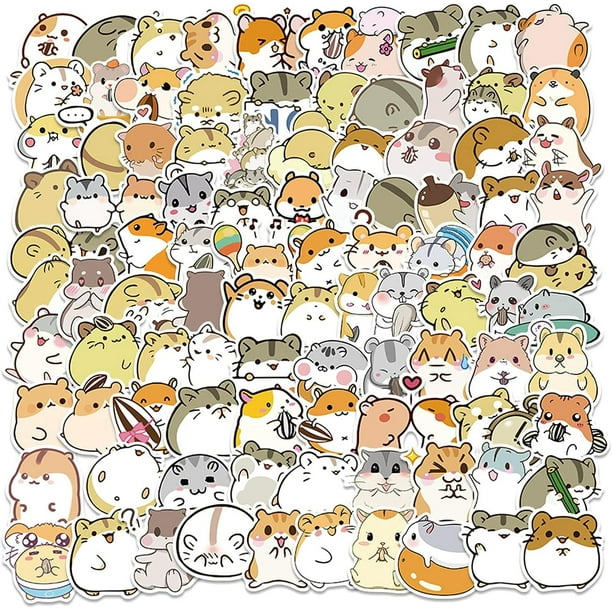 100 PCS Hamster Stickers Cute Animal Stickers Kawaii Laptop Stickers Vinyl  Waterproof Stickers for Water 