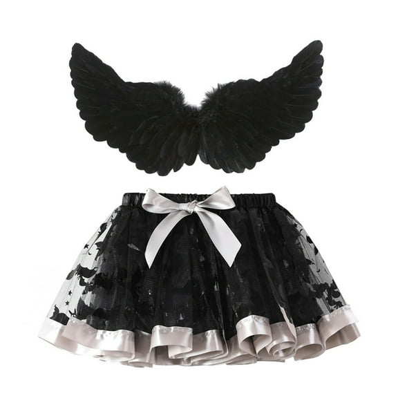 XXWXYD Baby Toddler Girls Halloween Christmas Angel Dress Tutu Skirt and Wing 2pc Set 𝖯ar𝗍y 𝖢osplay Accessories Dress Up Outfit
