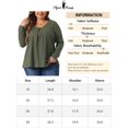 thumbnail image 6 of DARING DIVA Women's Plus Crew Neck Pleat Front Long Sleeve Top 1X Army Green, 6 of 6
