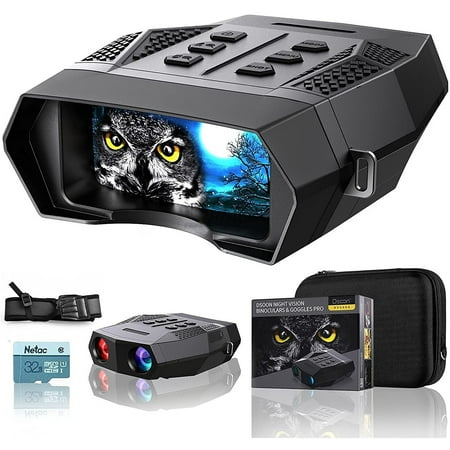4K Night Vision Binoculars 7-Level Adjustable Infrared 6X Magnification 4X Digital Zoom 1313 Feet. Visual Range 4/ 8 AA Batteries (Excluding) Including a Free 32GB High-Speed Memory Card