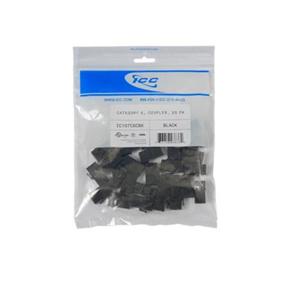ICC IC107C6CBK Cat 6 Module Coupler Rj-45 & Rj-45, Black