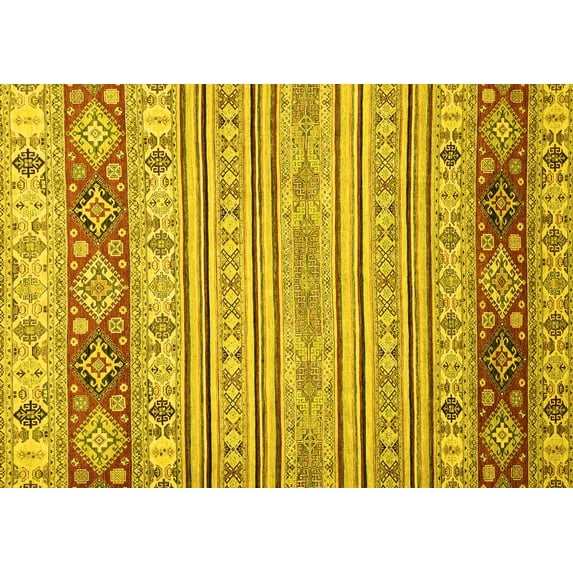 Ahgly Company Indoor Rectangle Abstract Yellow Modern Area Rugs, 4' x 6'