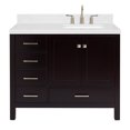thumbnail image 2 of ARIEL Cambridge 42 Inch Espresso Bathroom Vanity with Single Sink, Solid Wood, Carrara White Quartz Countertop, 1.5-Inch Edge, Right Rectangular Undermount Sink, 2 Soft Closing Doors, 5 Drawers, 2 of 8