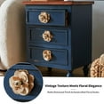 thumbnail image 2 of Resenkos 19" Vintage Farmhouse End Table - Rustic Nightstand with 3 Drawers, Gourd Legs & Floral Knobs, Blue Antique Blue, Walnut, 2 of 8