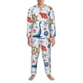 thumbnail image 3 of Daiia Watercolor Nautical for Men's Long-Sleeved Pajama Set – Soft & Comfortable Sleepwear Button-Up Pajamas Cozy Lounge Wear-Large, 3 of 7
