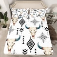 thumbnail image 2 of jejeloiu Boho Exotic Style Bed Sheets,Bohemian Bull Skull King Sheets,Retro Aztec Geometric Sheet Set For Boys Teens,Microfiber Bedroom Decor,4-Piece, 2 of 7