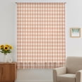 thumbnail image 3 of Peach Pink Plaid Sheer Curtains 45 Inches Long, Gingham Checked Minimalist Modern Light Filering Curtains, Breathable Simi Curtain Privacy Drapes for Kitchen Bathroom Small Window Treatment, 3 of 9